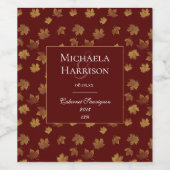 ブルゴーニュと金ゴールドリーフ結婚式の引き出物 ワインラベル (シングルラベル)