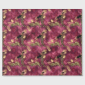 ブルゴーニュと金ゴールドレオパードデザイン10 ラッピングペーパー (フラット)