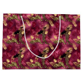 ブルゴーニュと金ゴールドレオパードデザイン10 ラージペーパーバッグ (裏面)