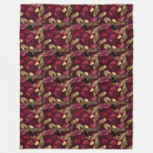 ブルゴーニュと金ゴールドレオパードデザイン12 フリースブランケット (正面)