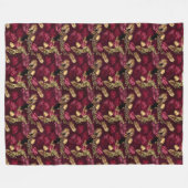 ブルゴーニュと金ゴールドレオパードデザイン12 フリースブランケット (正面(横))