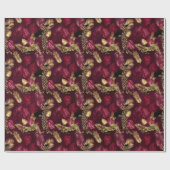 ブルゴーニュと金ゴールドレオパードデザイン12 ラッピングペーパー (フラット)