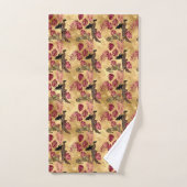 ブルゴーニュと金ゴールドレオパードデザイン4 バスタオルセット (ハンドタオル)