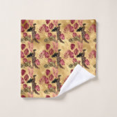 ブルゴーニュと金ゴールドレオパードデザイン4 バスタオルセット (ウォッシュタオル)