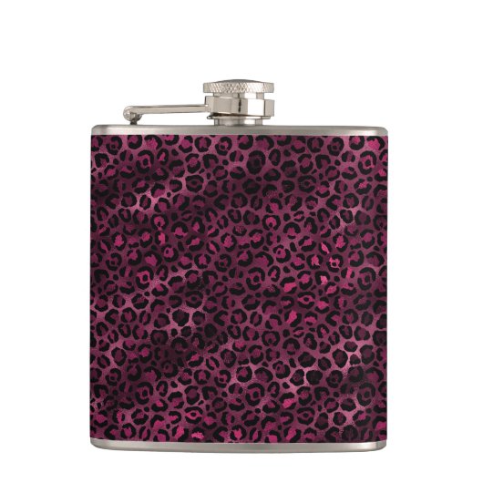 ブルゴーニュと金ゴールドレオパードデザイン9 フラスク (正面)