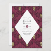 ブルゴーニュと金ゴールドワインテイスティングブライダルシャワー 招待状 (正面)