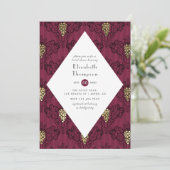 ブルゴーニュと金ゴールドワインテイスティングブライダルシャワー 招待状 (スタンド正面)