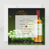 ブルゴーニュと金ゴールドワインテイスティングブライダルシャワー 招待状 (正面)