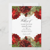 ブルゴーニュと金ゴールドヴィンテージシックなバラ結婚ズの写真 招待状 (正面)