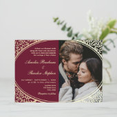 ブルゴーニュと金ゴールドヴィンテージバロック結婚ズ 招待状 (スタンド正面)