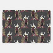 ブルゴーニュと金ゴールドヴィンテージパリワインをテーマにした ラッピングペーパーシート (正面)