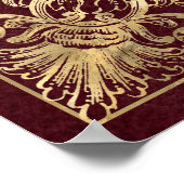 ブルゴーニュと金ゴールドヴィンテージモノグラム ポスター (角)