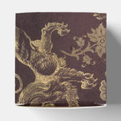 ブルゴーニュと金ゴールドヴィンテージライオンのパターン フェイバーボックス (上部)