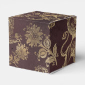 ブルゴーニュと金ゴールドヴィンテージライオンのパターン フェイバーボックス (裏面サイド)