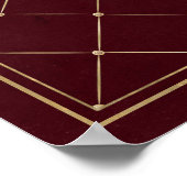 ブルゴーニュと金ゴールドヴィンテージラグジュアリーラティスモノグラム ポスター (角)