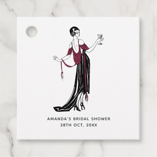 ブルゴーニュと金ゴールドヴィンテージワインをテーマにした フェイバータグ (正面)