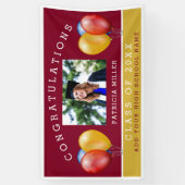 ブルゴーニュと金ゴールド写真卒業おめでとう 横断幕 (縦)