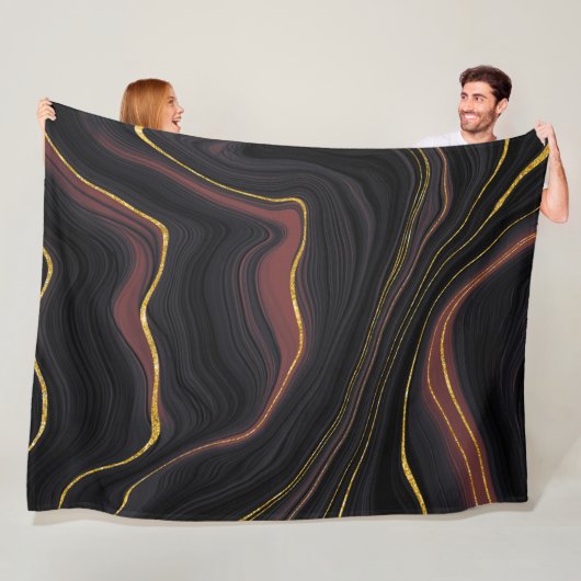 ブルゴーニュと金ゴールド大理石 フリースブランケット (インサイチュ)