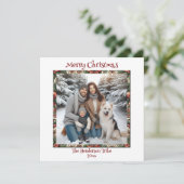 ブルゴーニュと金ゴールド家族の写真クリスマス シーズンカード (スタンド正面)