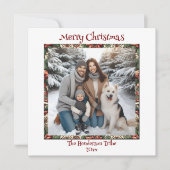 ブルゴーニュと金ゴールド家族の写真クリスマス シーズンカード (正面)