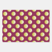 ブルゴーニュと金ゴールド水玉模様 ラッピングペーパーシート (正面3)