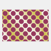 ブルゴーニュと金ゴールド水玉模様 ラッピングペーパーシート (正面2)