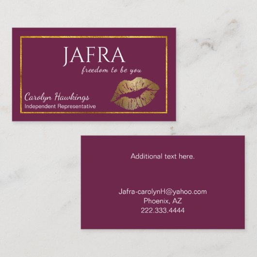 ブルゴーニュと金ゴールド独立代表ジャフラ 名刺 (正面/裏面)
