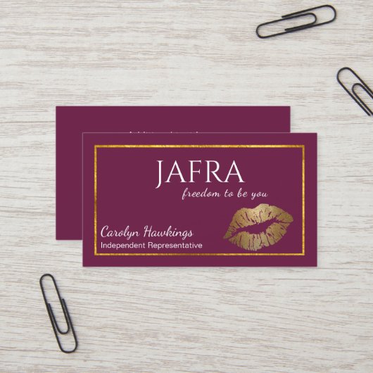 ブルゴーニュと金ゴールド独立代表ジャフラ 名刺 (正面/裏面インサイチュ)