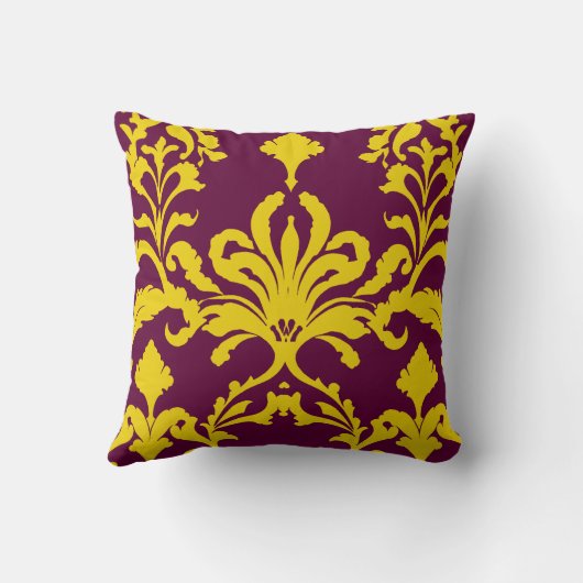 ブルゴーニュと金ゴールド王室のダマスク クッション (裏面)