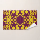 ブルゴーニュと金ゴールド王室のダマスク バスタオルセット (ハンドタオル)