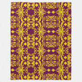 ブルゴーニュと金ゴールド王室のダマスク フリースブランケット (正面)