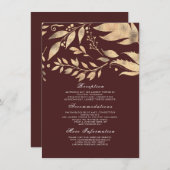 ブルゴーニュと金ゴールド秋の結婚式インフォメーションゲスト エンクロージャーカード (正面/裏面)