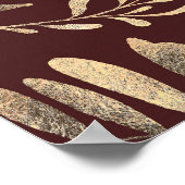 ブルゴーニュと金ゴールド秋の結婚式歓迎 ポスター (角)