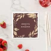 ブルゴーニュと金ゴールド紅葉エレガントな結婚式 スタンダードカクテルナプキン (インサイチュ)