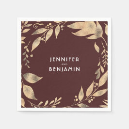 ブルゴーニュと金ゴールド紅葉エレガントな結婚式 スタンダードカクテルナプキン