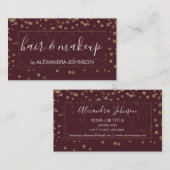 ブルゴーニュと金ゴールド紙吹雪パタモダンーン 名刺 (正面/裏面)