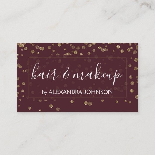 ブルゴーニュと金ゴールド紙吹雪パタモダンーン 名刺 (正面)