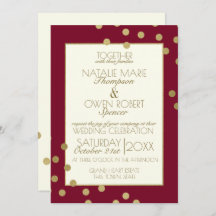 ブルゴーニュと金ゴールド紙吹雪結婚ドット