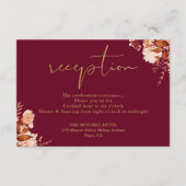 ブルゴーニュと金ゴールド素朴フローラ結婚披露宴 エンクロージャーカード (正面)