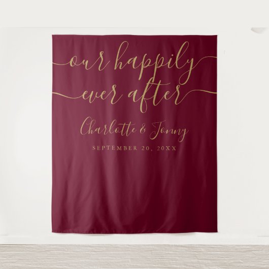 ブルゴーニュと金ゴールド結婚の写真の背景 タペストリー (正面)