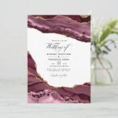 ブルゴーニュと金ゴールド結婚の写真 招待状 (スタンド正面)