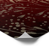 ブルゴーニュと金ゴールド結婚フローラの歓迎サイン ポスター (角)