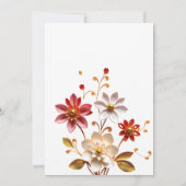 ブルゴーニュと金ゴールド結婚フローラ 招待状 (裏面)