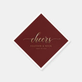 ブルゴーニュと金ゴールド結婚応援ズ・ナプキン スタンダードカクテルナプキン (角)