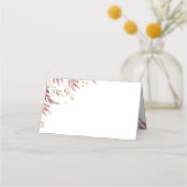 ブルゴーニュと金ゴールド葉エレガントウェディング プレイスカード (正面)