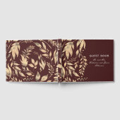 ブルゴーニュと金ゴールド葉秋の結婚式 ゲストブック (全面)