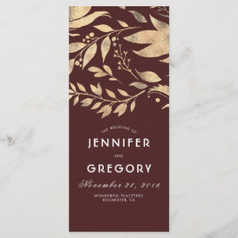 ブルゴーニュと金ゴールド離れの秋の結婚式プログラム プログラム