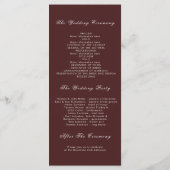 ブルゴーニュと金ゴールド離れの秋の結婚式プログラム プログラム (裏面)