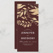 ブルゴーニュと金ゴールド離れの秋の結婚式プログラム プログラム (正面/裏面)