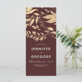 ブルゴーニュと金ゴールド離れの秋の結婚式プログラム プログラム (スタンド正面)